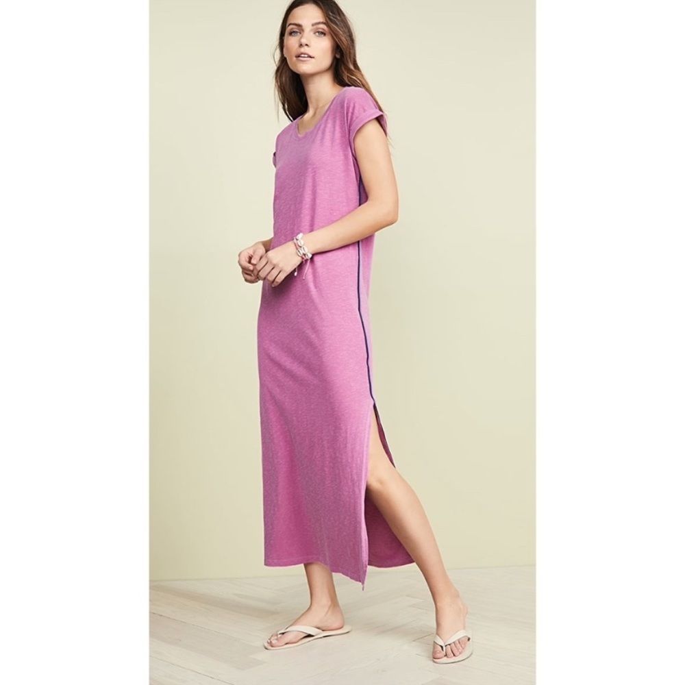SUNDRY Maxi Dress with Side Trim In Pigment Magenta Size Small (1)